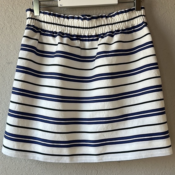 J. Crew Factory Navy and White Striped Sidewalk Skirt Size 6 - Picture 4 of 11